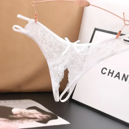See-through Lace Thong with Open Crotch - Image 2