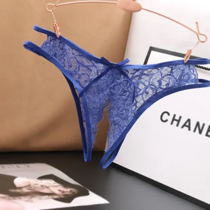 See-through Lace Thong with Open Crotch - Image 6