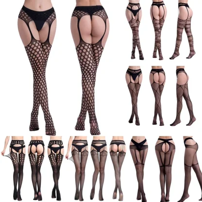 Suspender Pantyhose with Stylish Fishnet Design - Image 2