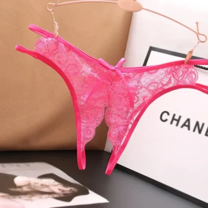 See-through Lace Thong with Open Crotch - Image 5