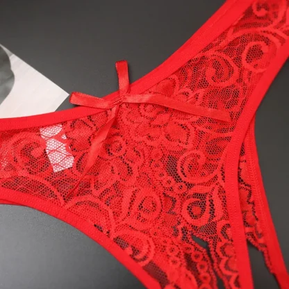 See-through Lace Thong with Open Crotch - Image 8